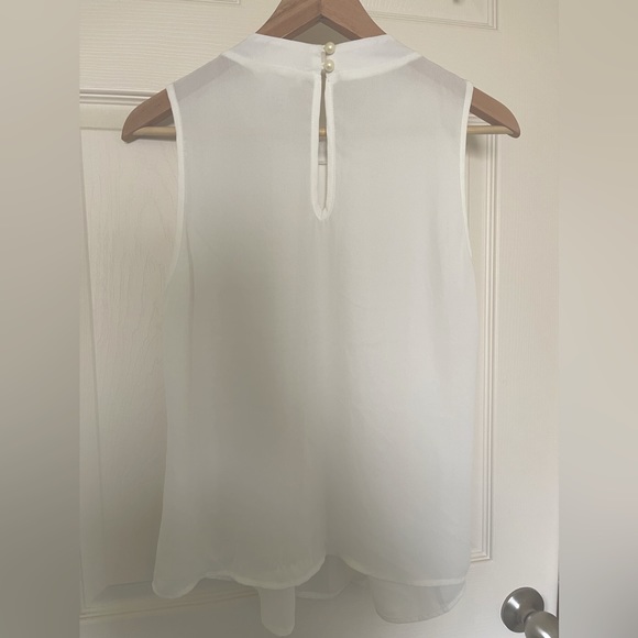 A’gaci Sheer White Sleeveless Blouse w/ Rhinestone Collar - Picture 2 of 6
